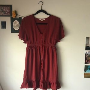 Zaria Button Front Ruffle Dress